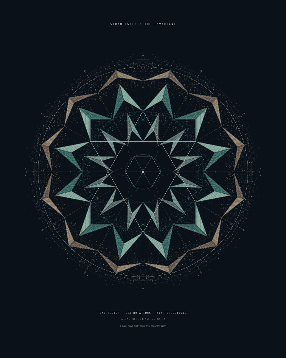 Sixfold turquoise and gold geometry with symmetric grain