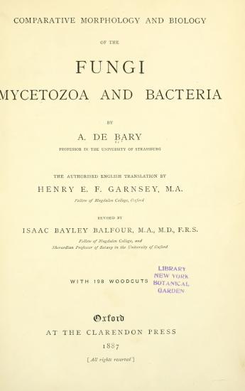 Scanned opening page of Comparative morphology and biology of the fungi, mycetozoa and bacteria