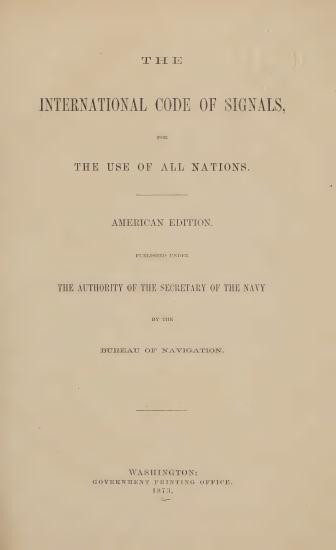 Scanned opening page of International code of signals : for the use of all nations