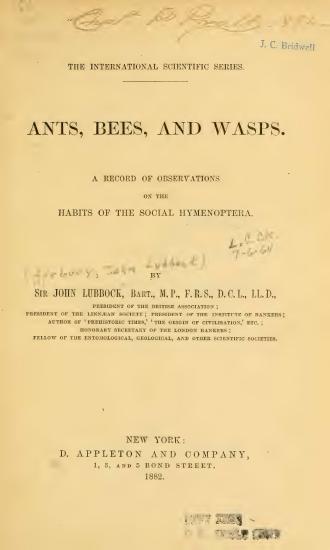 Scanned opening page of Ants, bees, and wasps. A record of observations on the habits of the social Hymenoptera