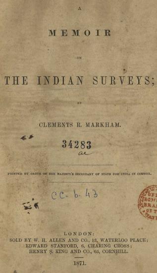 Scanned opening page of A memoir on the Indian surveys