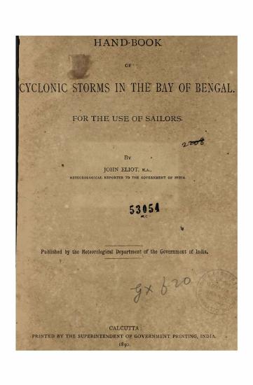 Scanned opening page of Handbook of cyclonic storms in the Bay of Bengal
