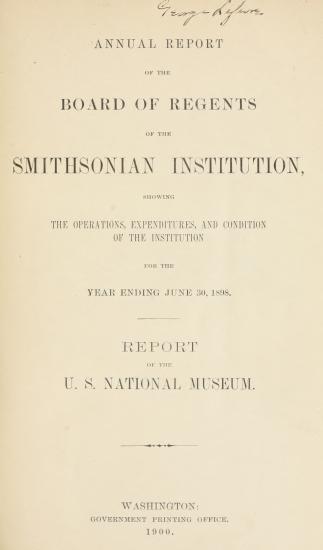 Scanned opening page of Annual report of the Board of Regents of the Smithsonian Institution