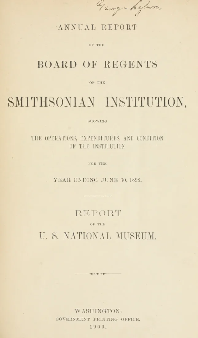 Scanned cover or opening page of Annual report of the Board of Regents of the Smithsonian Institution