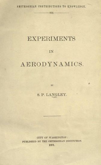 Scanned opening page of Experiments in aerodynamics
