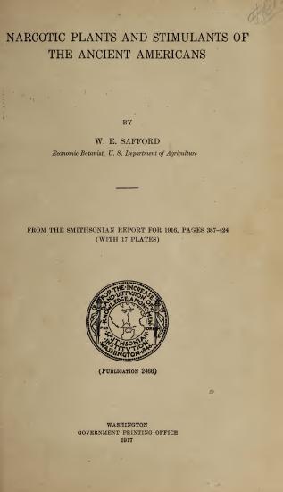 Scanned opening page of Narcotic plants and stimulants of the ancient Americans