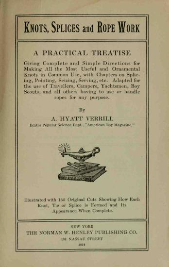 Scanned opening page of Knots, splices and rope work : a practical treatise giving complete and simple directions for making all the most useful and ornamental knots in common use