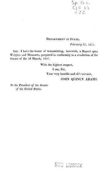 Scanned opening page of Report upon weights and measures