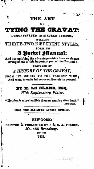 Scanned opening page of The Art of Tying the Cravat