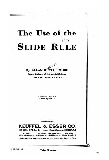 Scanned opening page of The Use of the Slide Rule