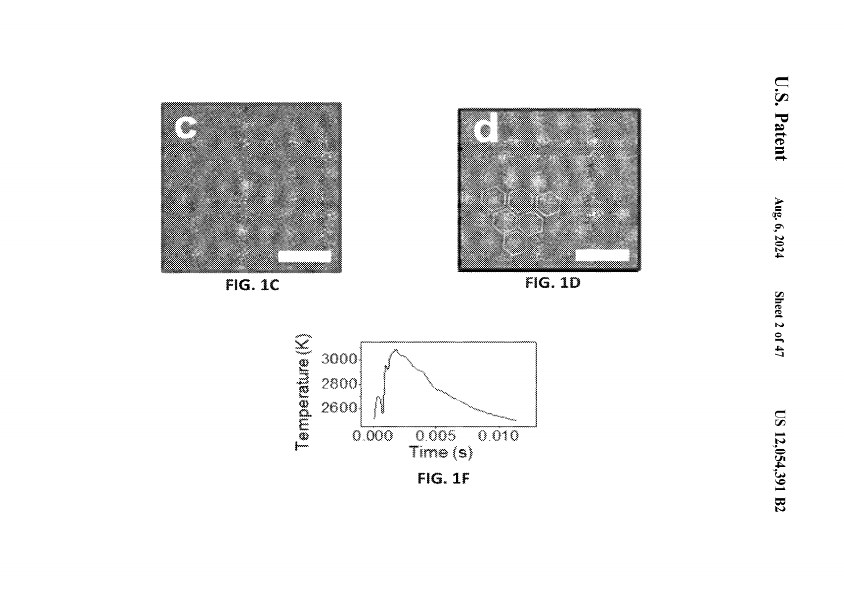 US12054391B2: additional microscopy panels and a current–time plot supplied with the graphene patent.