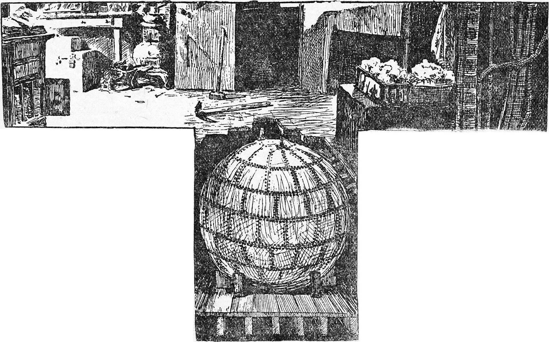 The three-ton iron sphere dug up beneath Keely's Philadelphia laboratory in January 1899, after his death.